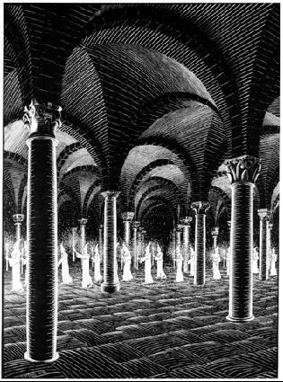 Escher: Procession in Crypt