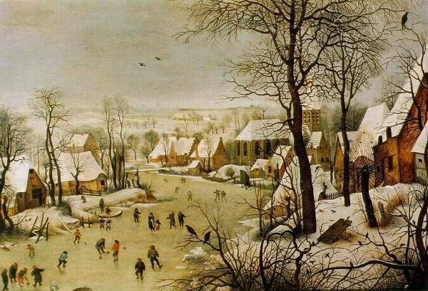 Breugel: Winter Landscape with Skaters and Bird Trap